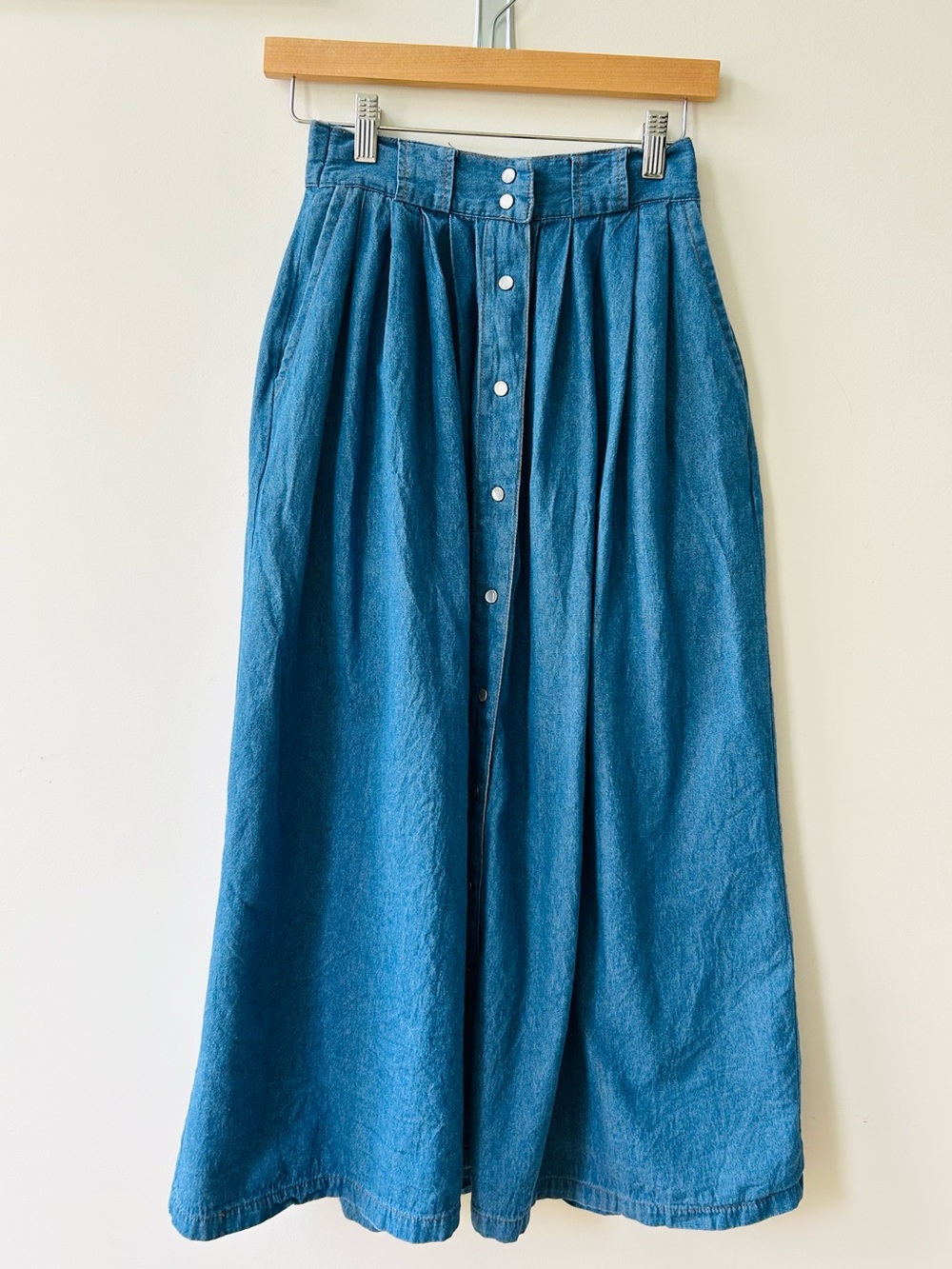 Gitano Vintage Denim Button-Front Midi Skirt, 8